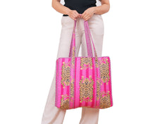 Handmade Cotton Tiger Print Tote Bag: Quilted Shopper