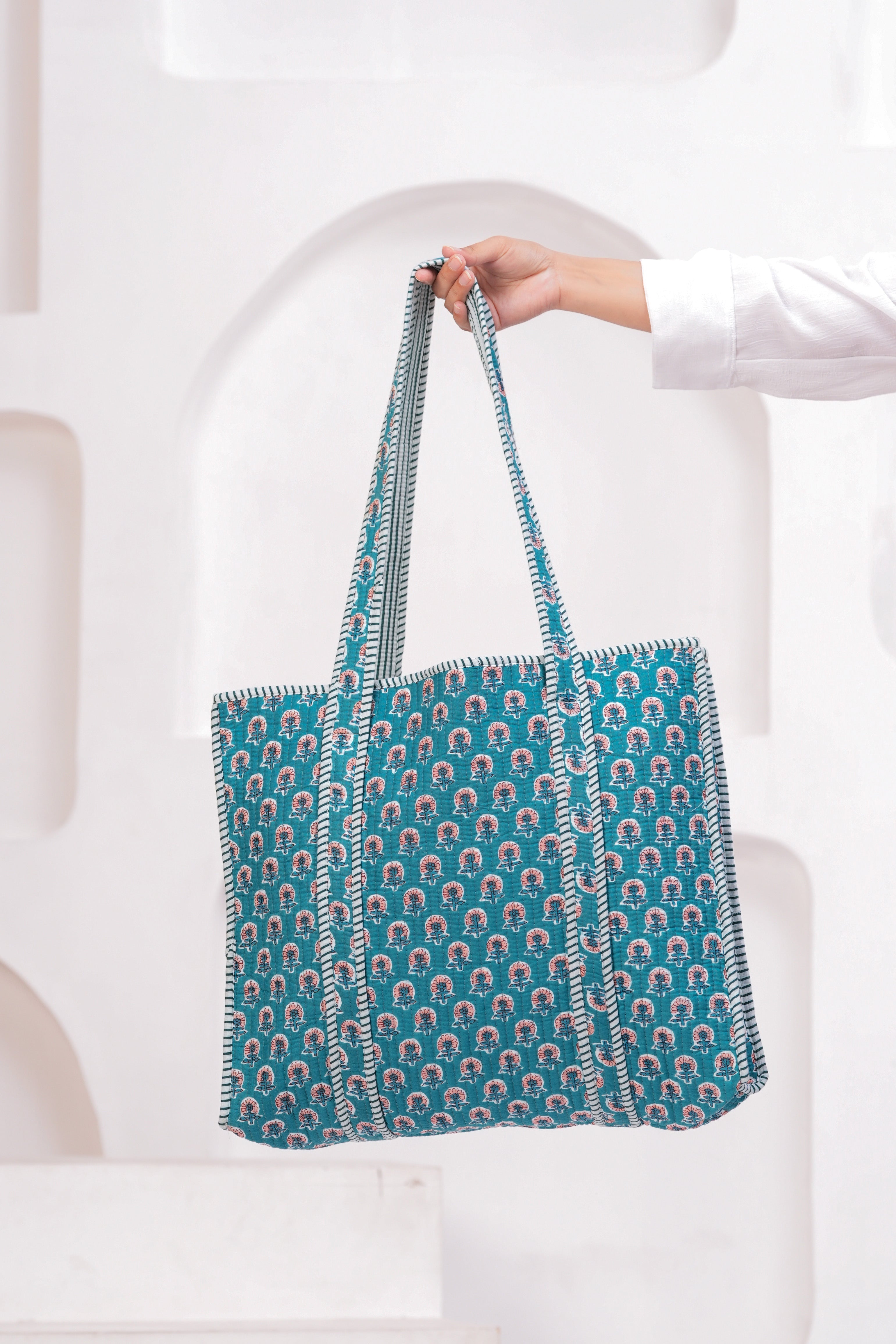Blue Elegant Style Floral Tote bags - Gift For Elegant Women