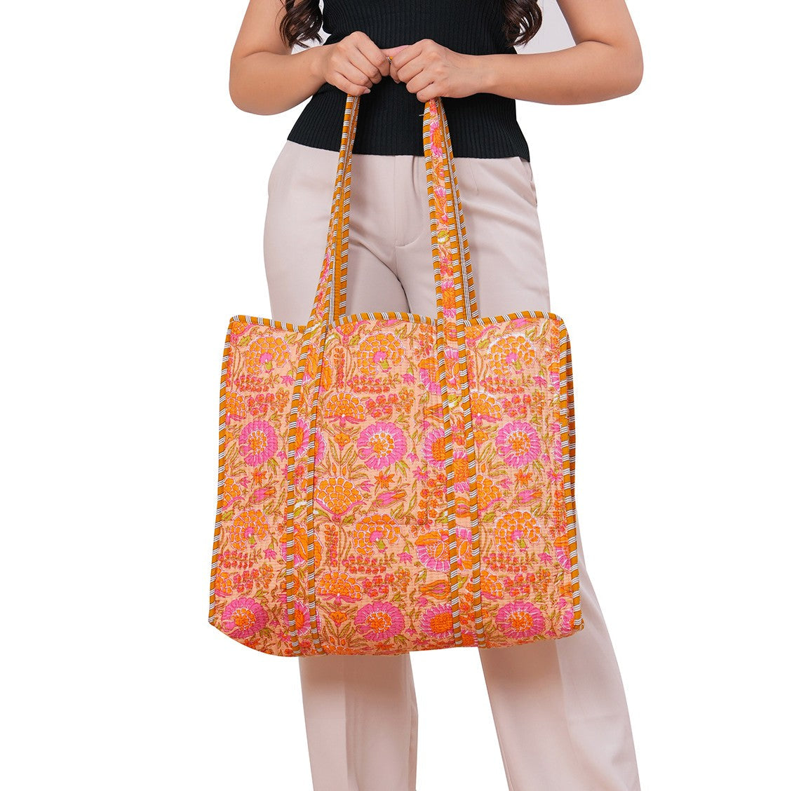 Indian Cotton Print Tote Shoulder Bag